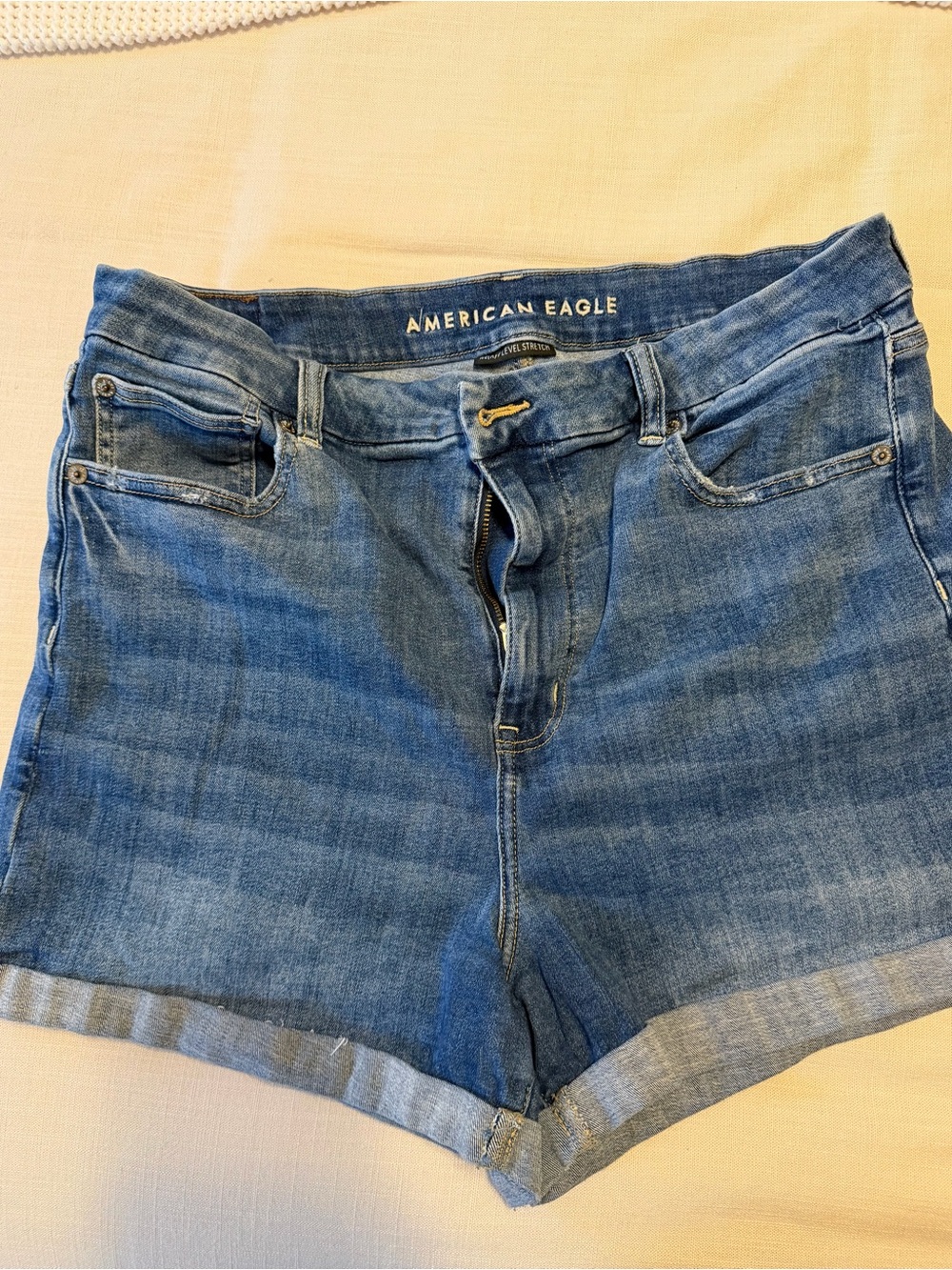 American Eagle Outfitters Light Blue Rolled-Hem Denim Shorts
